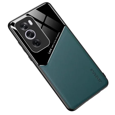 غطاء لهاتف Oppo Reno12 Pro 5G (عالمي) بطبقة جلد صناعي وحماية للكاميرا - أخضر
