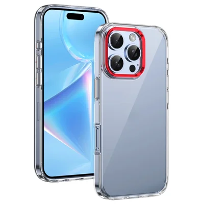 For iPhone 16 Pro Clear Phone Case Hard PC Anti-Scratch Mobile Phone Back Cover - Red