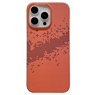 For iPhone 14 Pro Max Case Starry Sky Water Transfer Printing PC Phone Cover - Orange