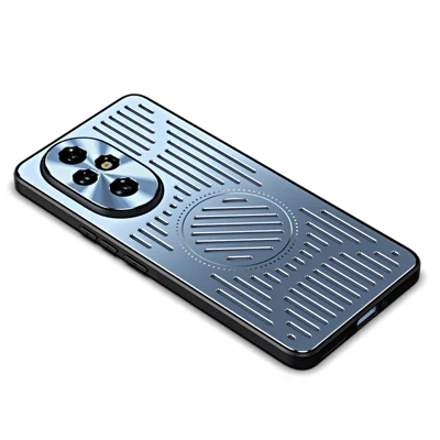 For Honor 200 Pro 5G Case Back Hollow Heat Dissipation Aluminum Alloy Phone Cover - Blue