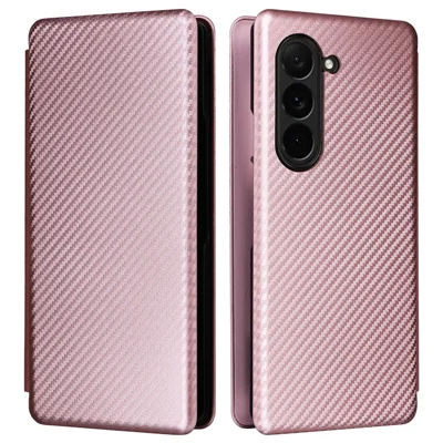 For Samsung Galaxy Z Fold6 5G Case Card Holder Stand PU Leather Phone Cover - Rose Gold