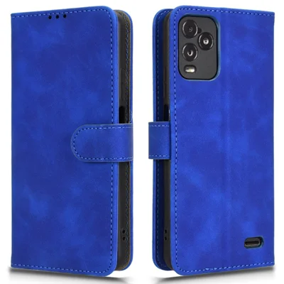 For BLU View 5 Pro Case Skin-Touch PU Leather Wallet Folio Flip Phone Cover - Blue