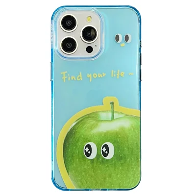 For iPhone 15 Pro Case Fruit Emotion Pattern Acrylic+TPU Hybrid Phone Shell - Apple