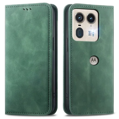 For Motorola Edge 50 Ultra 5G / Moto X50 Ultra 5G Case Card Slots Skin-Touch PU Leather Phone Cover - Green