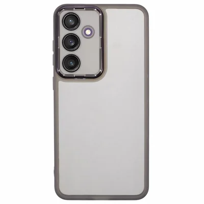 DKSM Series For Samsung Galaxy S24 FE Case Electroplated Camera Frame TPU Phone Cover - Transparent Black