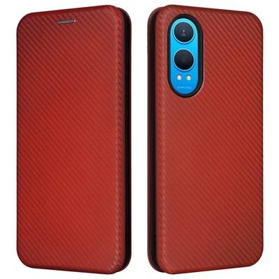 For OnePlus Nord CE4 Lite 5G / Oppo K12x 5G (China) Case Card Holder PU Leather Phone Cover Magnetic Closure - Brown