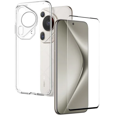 NORTHJO For Huawei Pura 70 Ultra Case Clear TPU Phone Cover with 3D Curved Tempered Glass Film