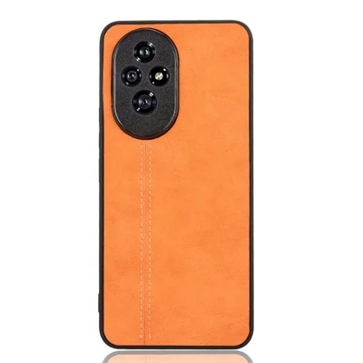 For Honor 200 5G Case Stitching Line PU Leather Coating Hybrid Phone Cover - Orange