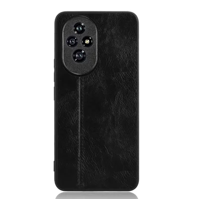 For Honor 200 Pro 5G Case Stitching Line PU Leather Coated PC+TPU Cover - Black