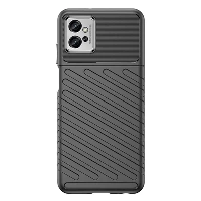 For Motorola Moto G32 4G Thunder Series Twill Texture Thickened TPU Case Anti-fingerprint Protective Phone Cover - Black
