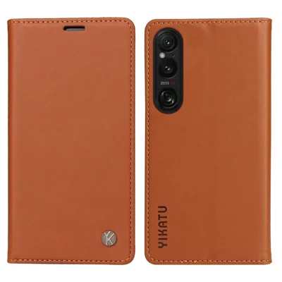 YIKATU YK-001 For Sony Xperia 1 VI Case Card Slot Stand Leather Phone Cover Wallet - Brown