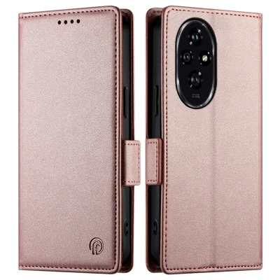 DF-010 For Honor 200 5G Wallet Case PU Leather Stand Phone Cover - Rose Gold