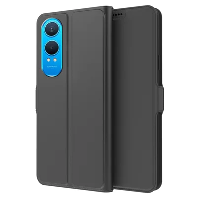 For OnePlus Nord CE4 Lite 5G Case Card Holder Slot Design PU Leather Folio Phone Cover - Black