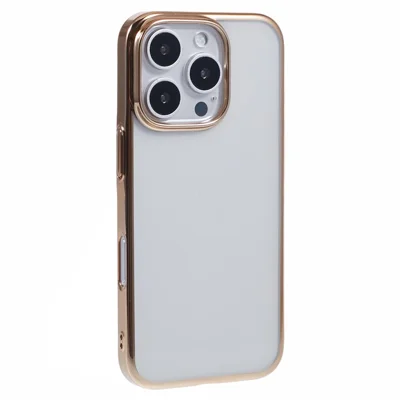 X-LEVEL For iPhone 16 Pro Case Electroplating Hard PC Clear Back Phone Cover - Gold