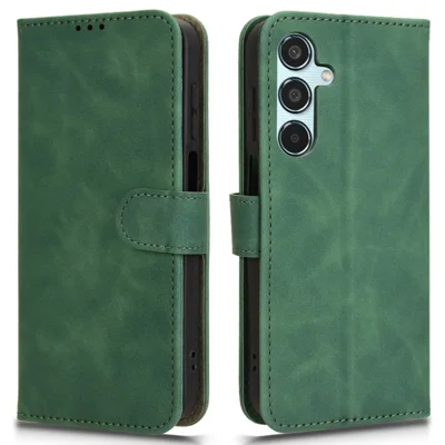 For Samsung Galaxy M35 5G Case Skin-Feel Leather Anti-Drop Wallet Flip Phone Cover - Green