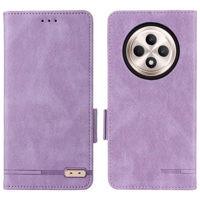 For Oppo Reno12 F 5G Case Hardware Decor Leather Wallet Phone Cover - Purple