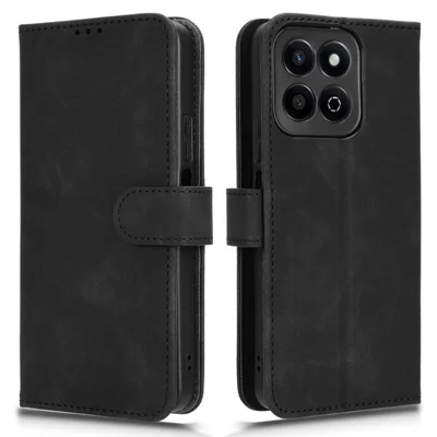 For Honor Play 60 Plus 5G Leather Case Skin-Feel Anti-Scratch Wallet Phone Cover - Black