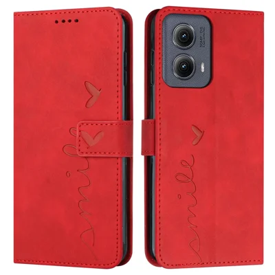 For Motorola Moto G85 5G Case PU Leather Skin Touch Feeling Phone Cover - Red