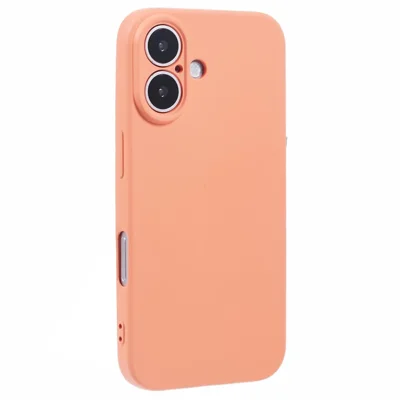 For iPhone 16 Case Fiber Lining TPU Soft Touch Phone Cover Drop Protection - Orange