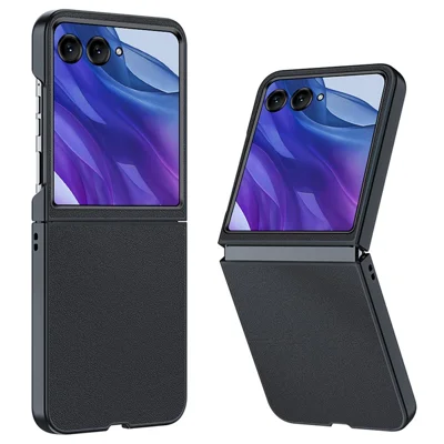 For Motorola Razr 50 Ultra 5G Case PU Leather + PC Protective Phone Cover - Black
