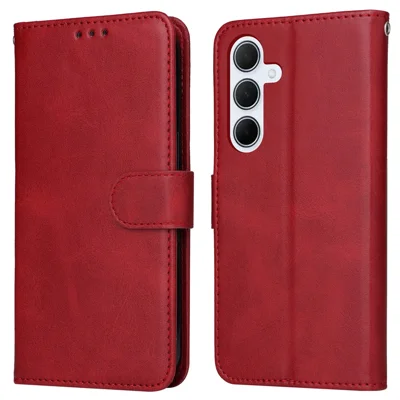 For Samsung Galaxy M35 5G Case Card Slots Wallet PU Leather Phone Cover - Red