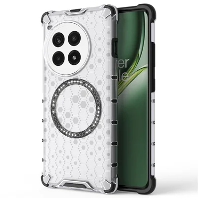 For OnePlus Ace 3 Pro 5G Magnetic Case Honeycomb TPU+PC Anti-Drop Phone Cover - Transparent