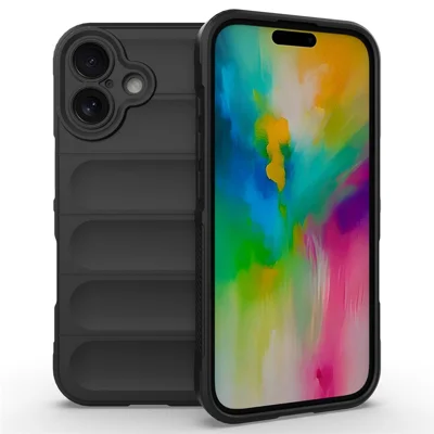 For iPhone 16 Plus Case Rugged TPU Shockproof Mobile Phone Cover - Black