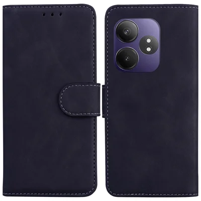 For Realme GT Neo6 SE 5G / GT 6 5G / 6T 5G / Neo6 5G Case Solid Color Leather Wallet Phone Cover - Black