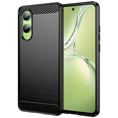 For Oppo K12x 5G (China) / OnePlus Nord CE4 Lite 5G Case Brushed TPU Phone Cover Carbon Fiber Texture - Black