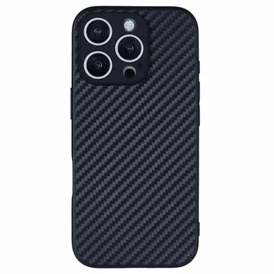 TPU Case voor iPhone 16 Pro Max, zachte flexibele TPU dunne telefoonhoes met koolstofvezelstructuur