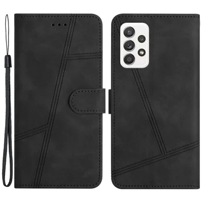 For Samsung Galaxy A52s 5G / A52 5G / 4G Skin-touch Feeling PU Leather Wallet Stand Phone Case Vintage Cell Phone Cover with Strap - Black