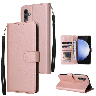 For Samsung Galaxy S24 FE Case 3 Card Slots Wallet PU Leather Phone Cover - Rose Gold