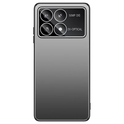 For Xiaomi Poco F6 Pro 5G / Redmi K70 5G / K70 Pro 5G Case PC+TPU Matte Back Phone Cover with Lens Film - Grey
