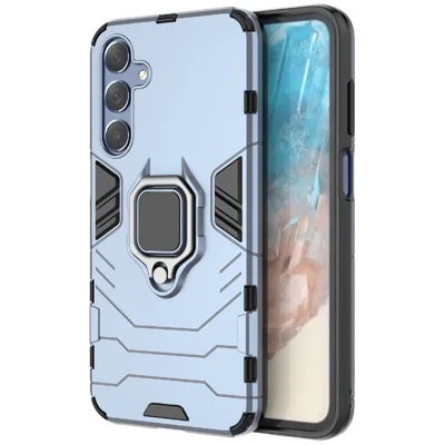 For Samsung Galaxy M35 5G Case Ring Kickstand PC+TPU Protective Phone Cover - Blue