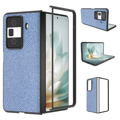 ABEEL For Honor Magic Vs3 5G Case Rhinestone Texture Leather+PC Phone Cover - Blue