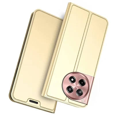 For OnePlus 12R 5G / Ace 3 5G Case Strong Magnetic Closure Protective Leather Phone Cover Card Slot - Gold