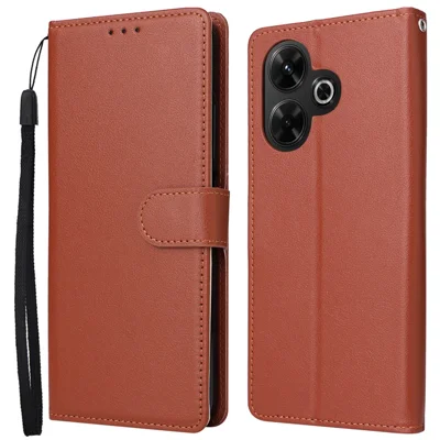 For Xiaomi Redmi 13 5G / 4G Case Wallet Stand View PU Leather Phone Cover - Brown