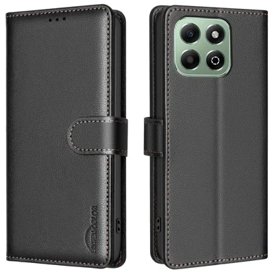 BINFEN COLOR BF32 For Honor X6b 4G Case RFID Blocking Wallet Leather Phone Cover - Black