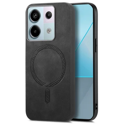 B1 For Xiaomi Poco X6 5G / Redmi Note 13 Pro 5G Leather Back Magnetic Case Skin-Touch Phone Cover - Black