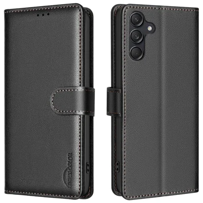 BINFEN COLOR BF32 For Samsung Galaxy A16 5G / A16 4G Leather Case Wallet RFID Blocking Phone Cover - Black