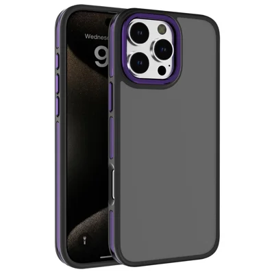 C1 Series For iPhone 15 Pro Max Case Skin-touch Matte TPU+PC Anti-fingerprint Phone Cover - Dark Purple