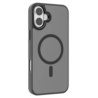 Til iPhone 16 Case kompatibel med MagSafe Translucent Matt TPU+PC Telefonbeskyttelse - Sort