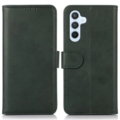 For Samsung Galaxy M35 5G Case Cowhide Texture Leather Wallet Phone Cover with Stand - Green