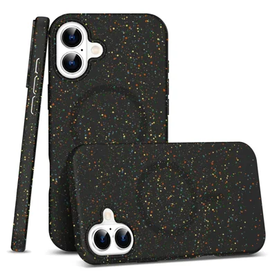 Til iPhone 16 Case kompatibel med MagSafe Colorful Dot hårde PC matte telefondæksel - Sort