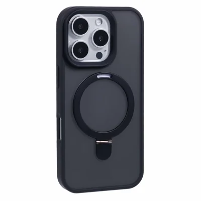 For iPhone 16 Pro Max Kickstand Case Phone Cover Compatible with MagSafe - Black