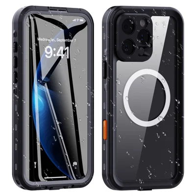 REDPEPPER Dot+ Series For iPhone 16 Pro Case Compatible with MagSafe IP68 Waterproof Clear Phone Cover - Black  /  Grey