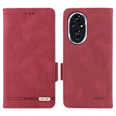 For Honor 200 5G Case Leather Wallet Flip Phone Cover with Hardware Decor - Rose