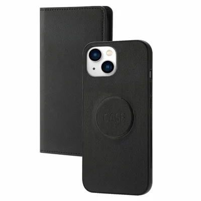 For iPhone 14 Ultra-thin Detachable Drop-proof Magnetic Clasp Leather Wallet Phone Case Shell - Black