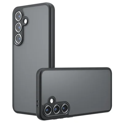 For Samsung Galaxy S24 FE Case Skin-Touch TPU + PC Matte Phone Back Cover, Transparent Black