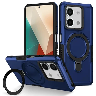 For Xiaomi Redmi Note 13 5G Case Ring Holder Kickstand TPU+PC Phone Cover - Sapphire